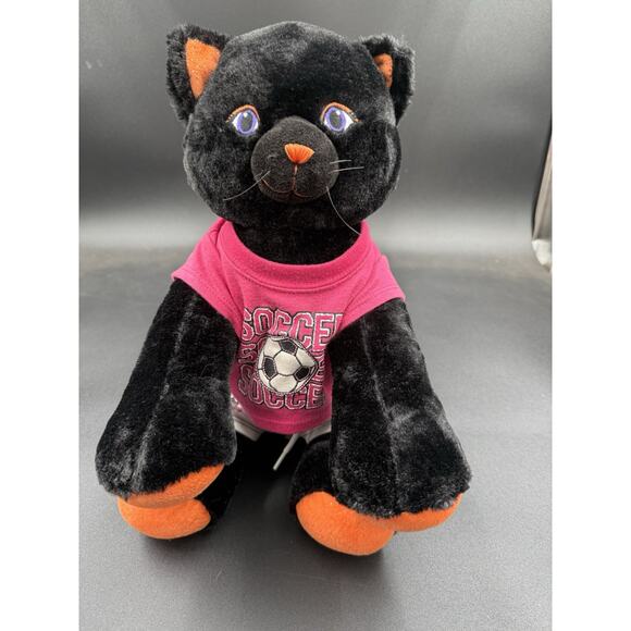 Build A Bear 14" Black Cat Halloween Plush - Great Condition W/ Soccer Outfit - Picture 1 of 4